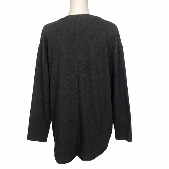 Zara Sport Grey Fleece Hi Low Crewneck Sweatshirt Small - Picture 5 of 8